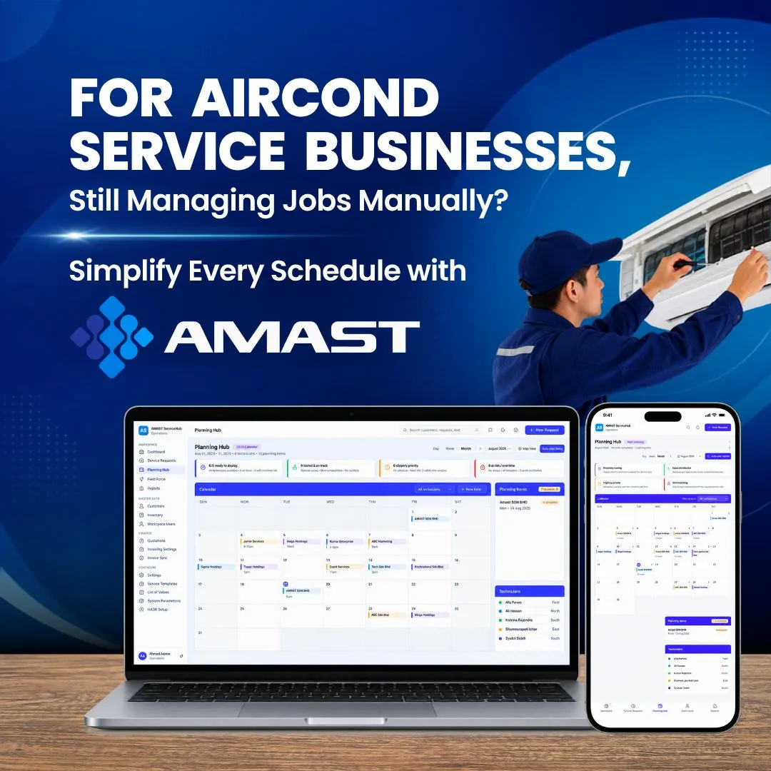 Rekaan AMAST tentang menyusun jadual servis aircond.